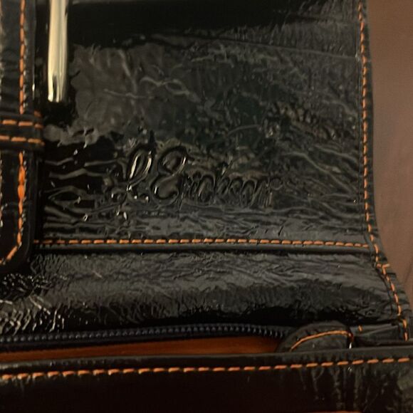 L Erickson Signed Navy Dark Blue Patent Leather Trifold Wallet - Picture 8 of 8